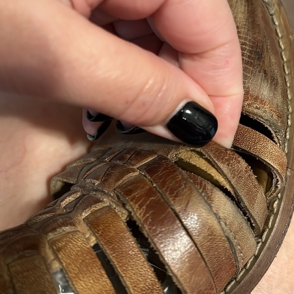 BED|STU Sandals Woven Leather Closed pointy Toe Ankle Buckle Brown booties 7 - Picture 16 of 16